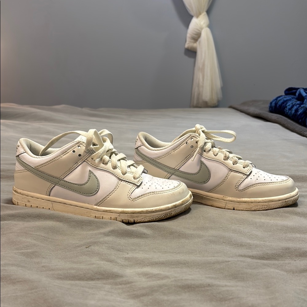 Nike Cream and Gray Dunk Sneakers Classic Design